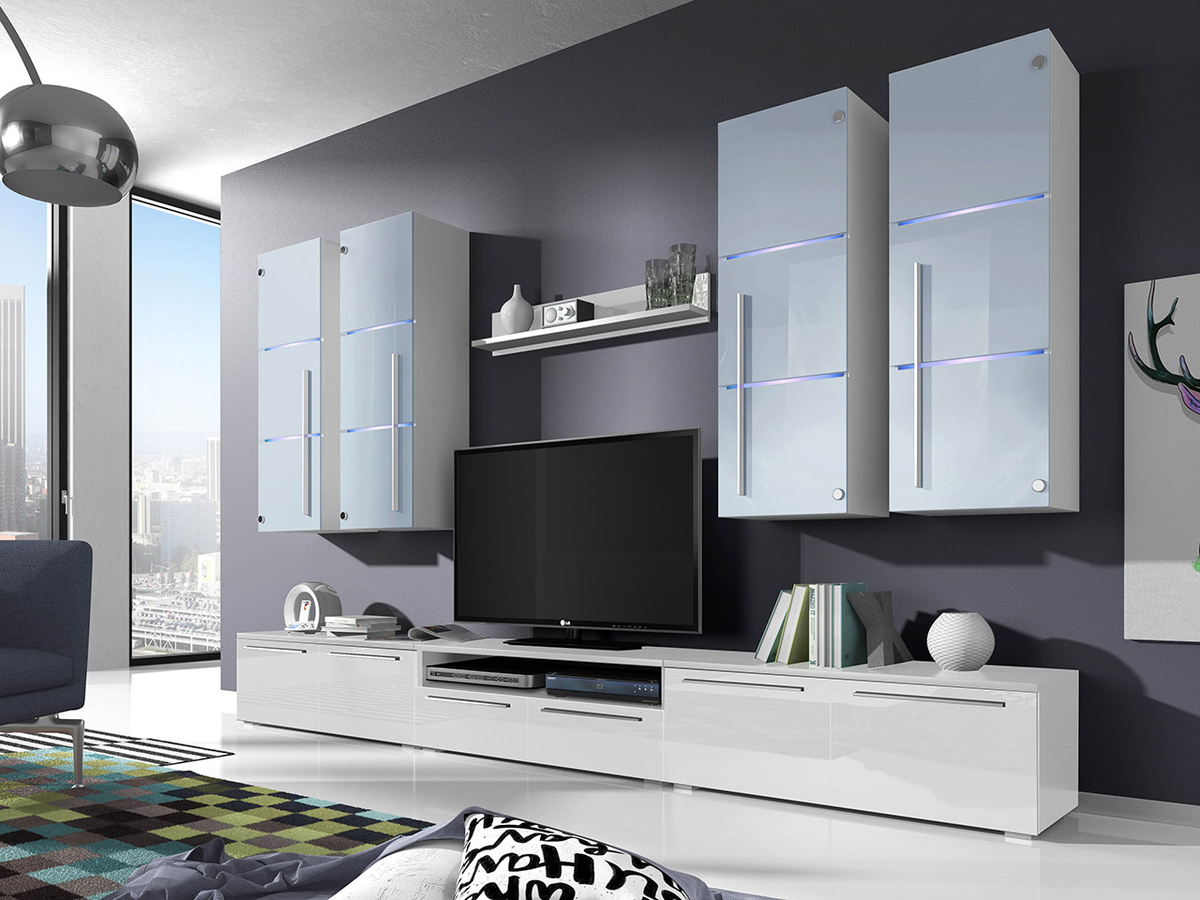 Set za dnevni boravak Nashville 102 (Bijela + Sjajno bijela)