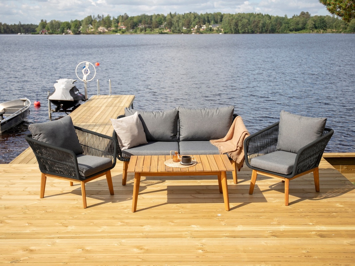 Set vrtnog namještaja Dallas 661 (Tamno siva + Crna + Bagrem)