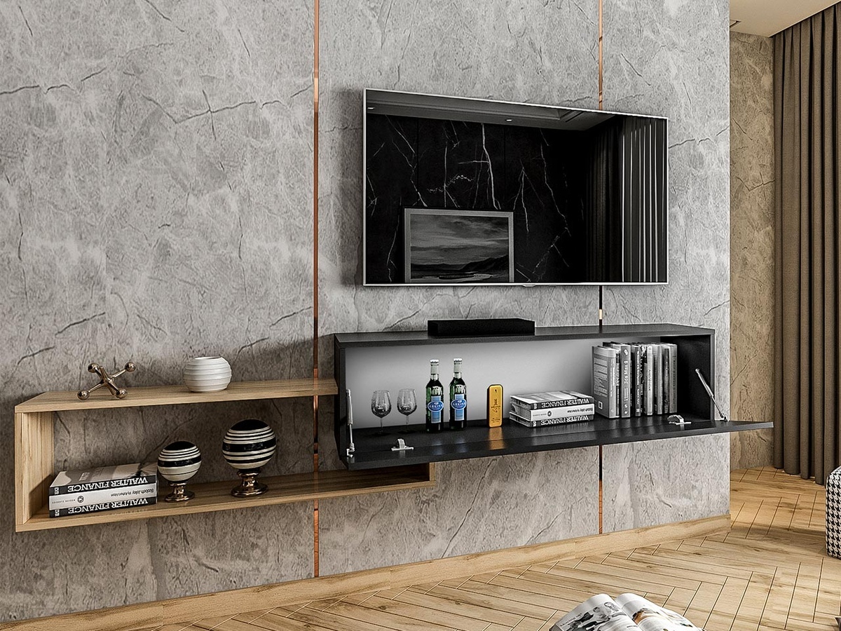 TV stol Utica 101 (Crna + Wotan hrast)