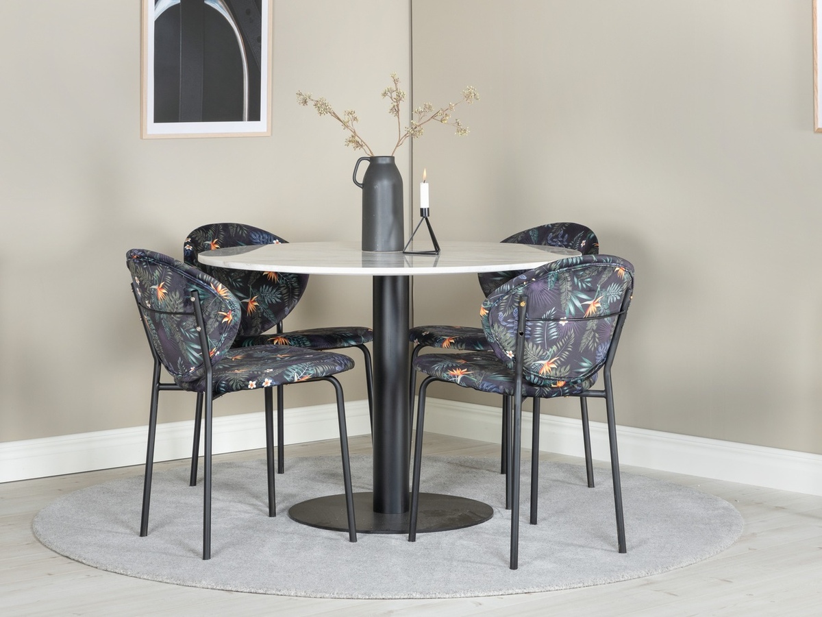 Blagovaonski set Dallas 1298 (Cvjetni uzorak + Crna)