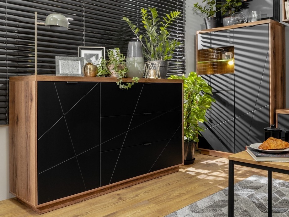 Komoda Fivale 100 (Tamni hrast Delano + Mat crna)
