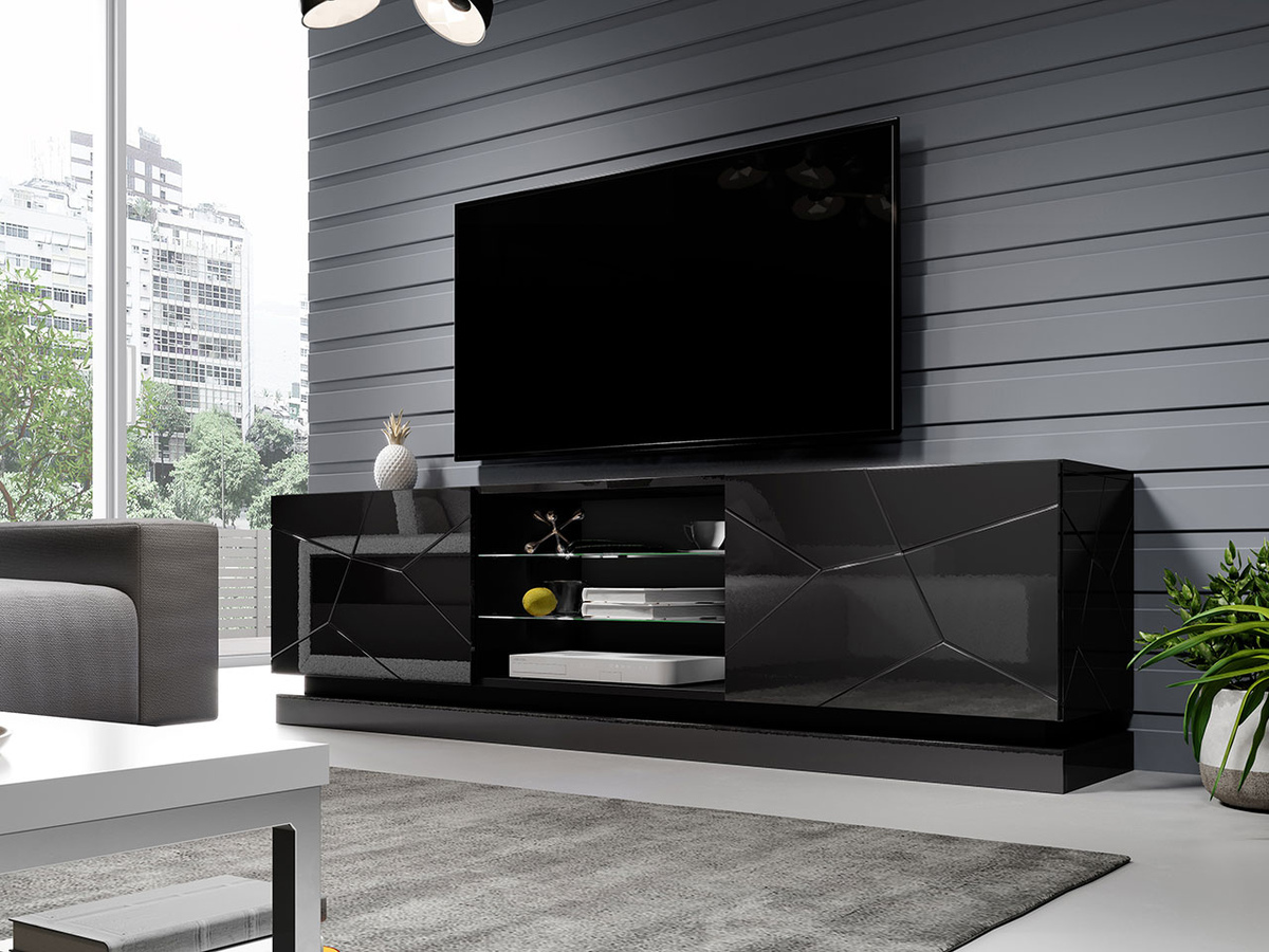 TV stol Linar I (Crna + Sjajno crna)