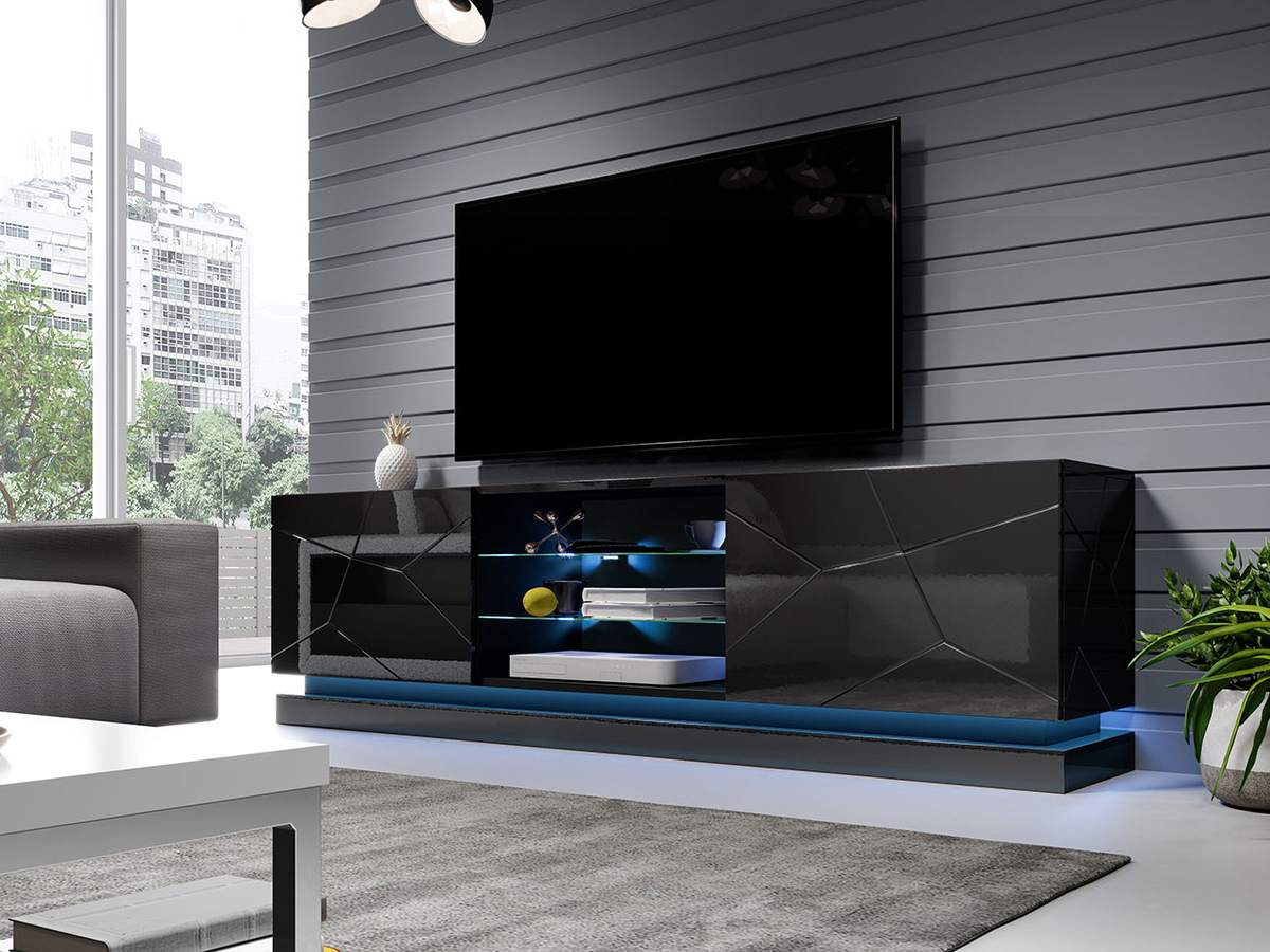 TV stol Linar I (Crna + Sjajno crna)