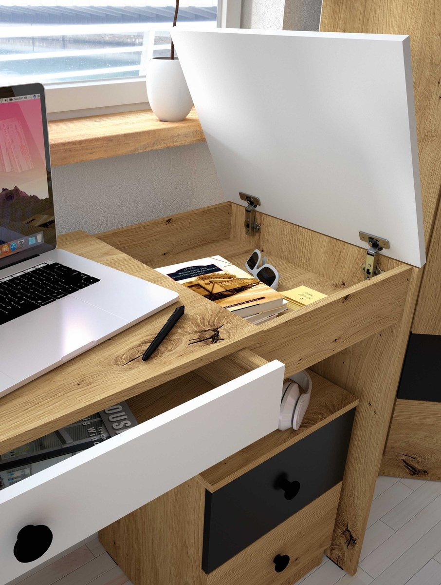 Noćni ormarić Mirelbu 108 (Artisan hrast + Crna)