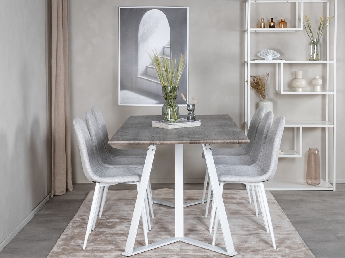 Blagovaonski set Dallas 1804 (Svijetlo siva + Bijela)