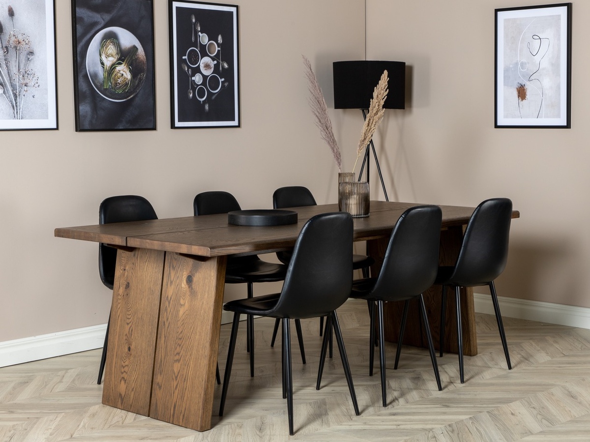 Blagovaonski set Dallas 1841 (Tamni hrast + Crna)