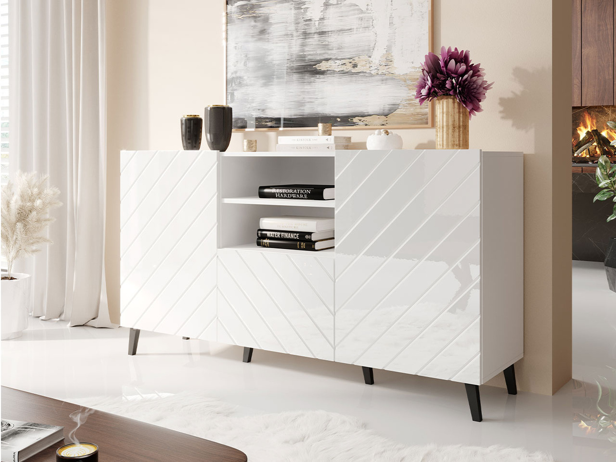 Komoda Charlotte 143 (Bijela + Sjajno bijela)