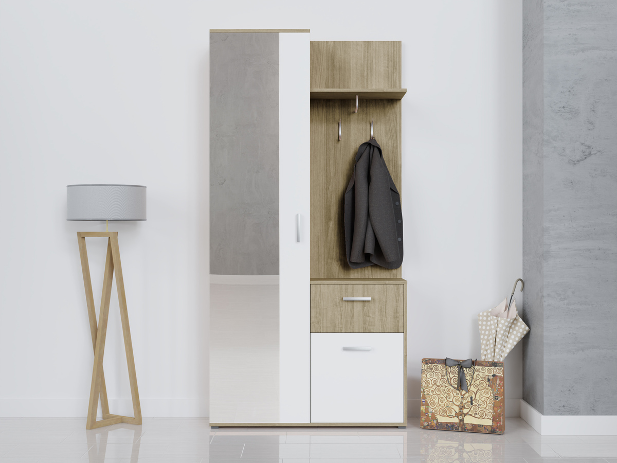 Set za hodnik Pavo (Sonoma hrast + Bijela)