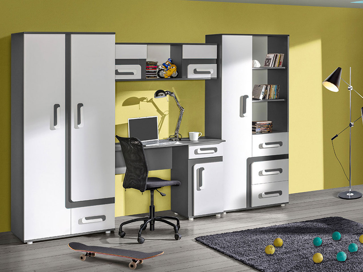 Zidna polica Aviseve 104 (Antracit + Bijela)