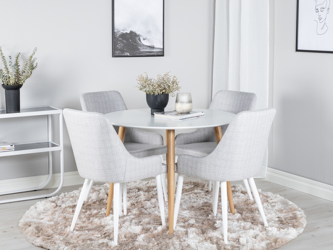 Blagovaonski set Dallas 299 (Svijetlo siva + Bijela)