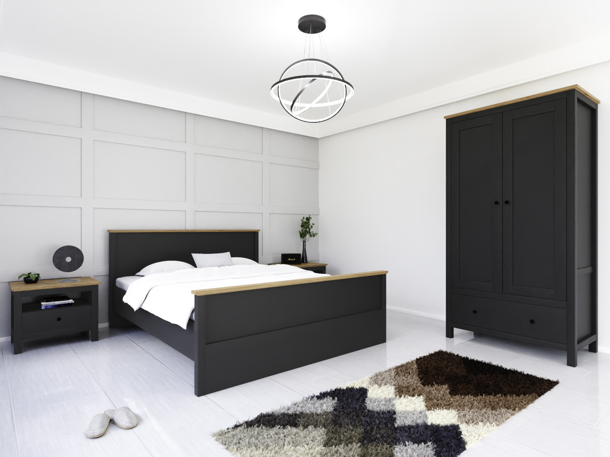 Set za spavaću sobu Sordoro 123 (Grafit + Hrast Artisan)