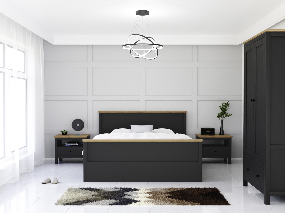 Set za spavaću sobu Sordoro 123 (Grafit + Hrast Artisan)