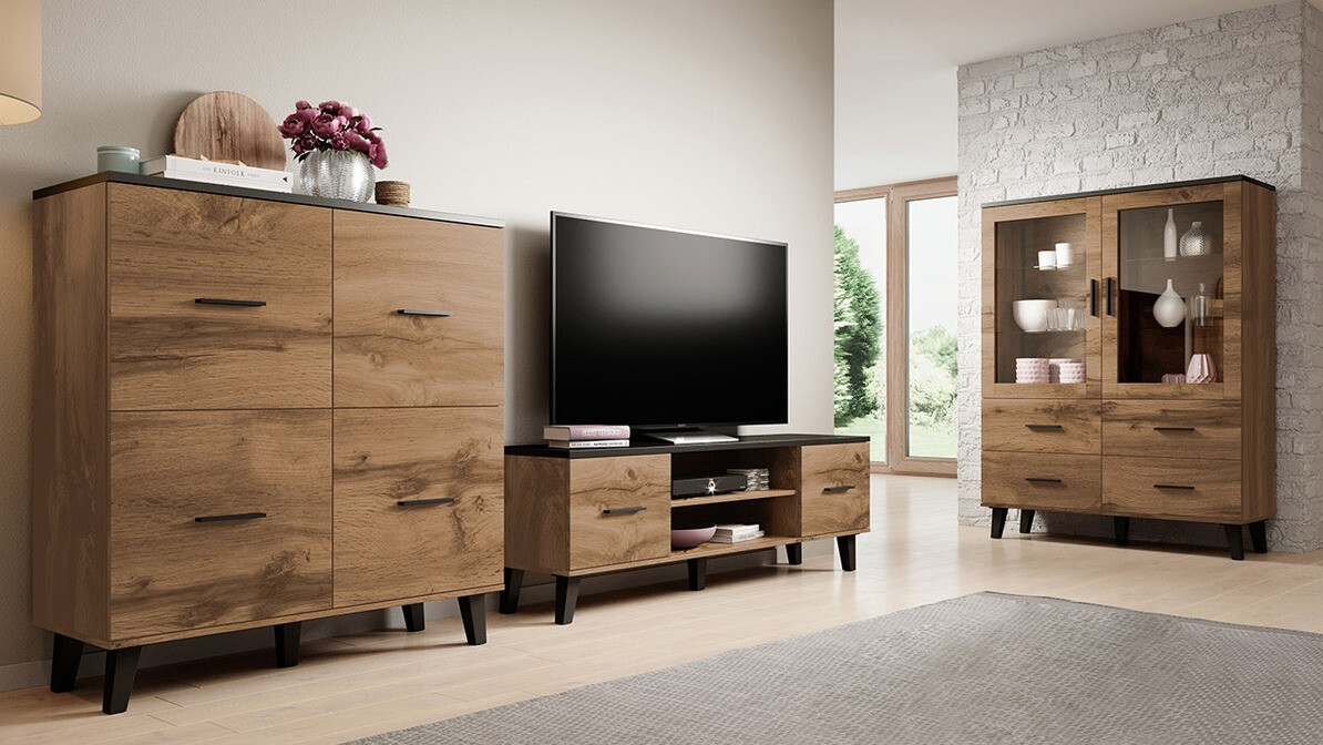 TV stol Larfloi 108 (Hrast Wotan + Crna)