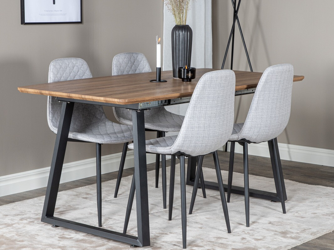 Blagovaonski set Dallas 336 (Svijetlo siva + Crna)