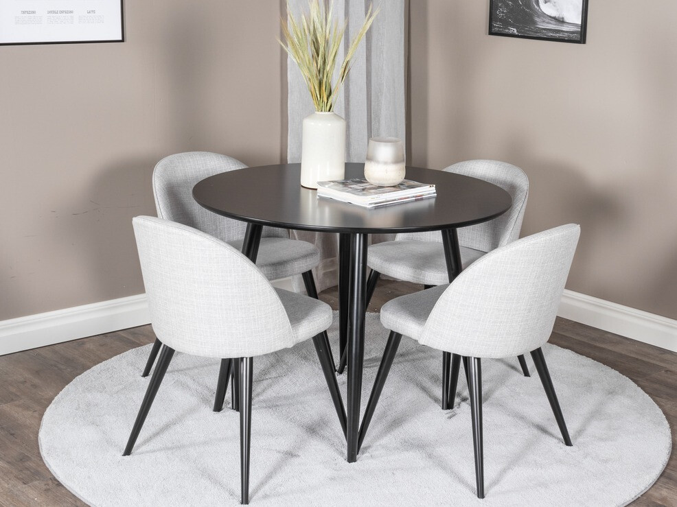 Blagovaonski set Dallas 343 (Svijetlo siva + Crna)