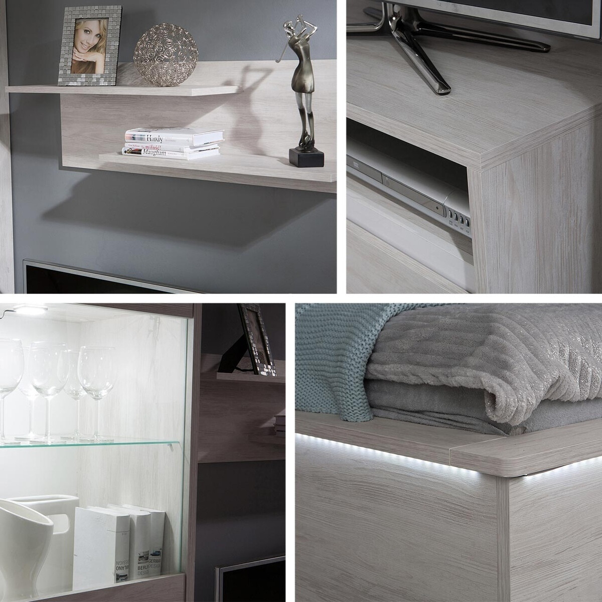 Dnevni boravak Fivelbo 114 (Monastery hrast + Sjajno crna)