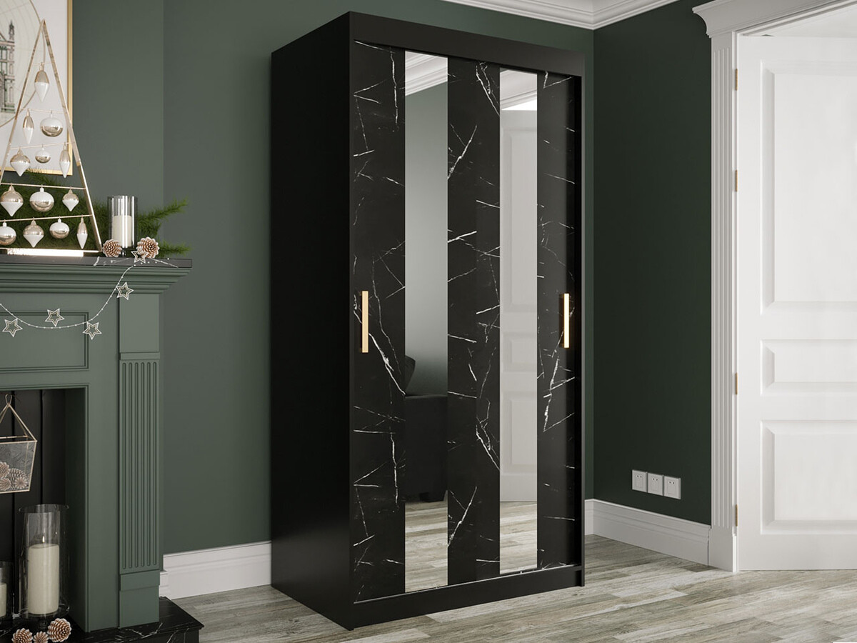 Ormar Hartford 240 (Mat crna + Crni mramor)