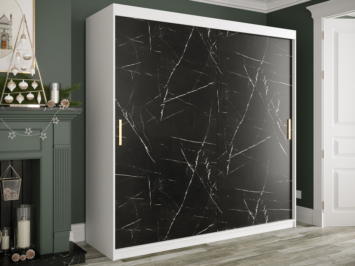 Ormar Hartford 250 (Mat bijela + Crni mramor)