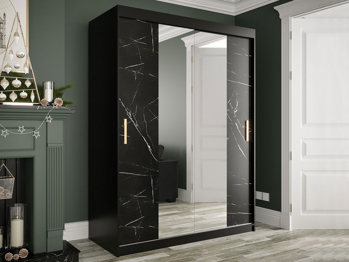 Ormar Hartford 254 (Mat crna + Crni mramor)