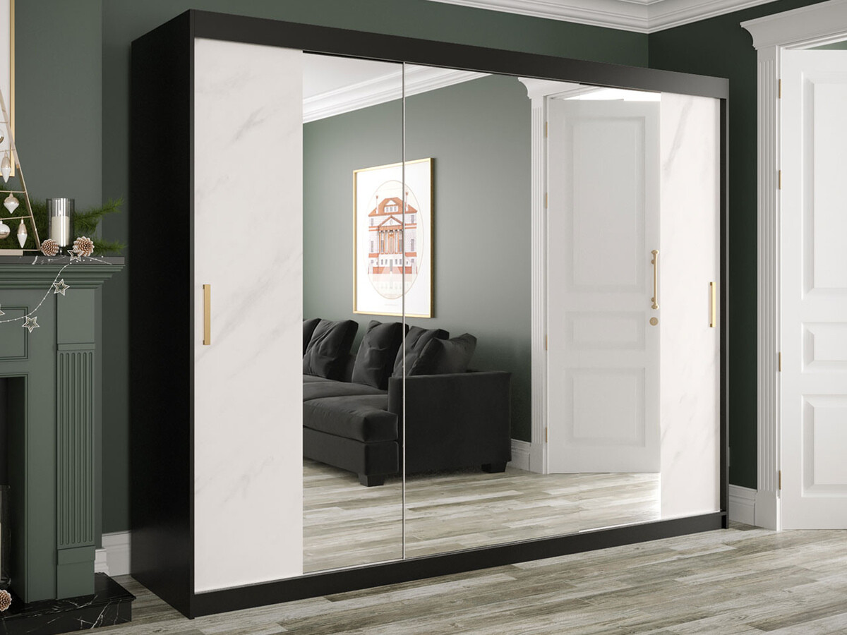 Ormar Hartford 263 (Mat crna + Bijeli mramor)