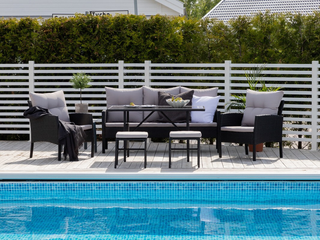 Set vrtnog namještaja Dallas 2473 (Crna + Siva)