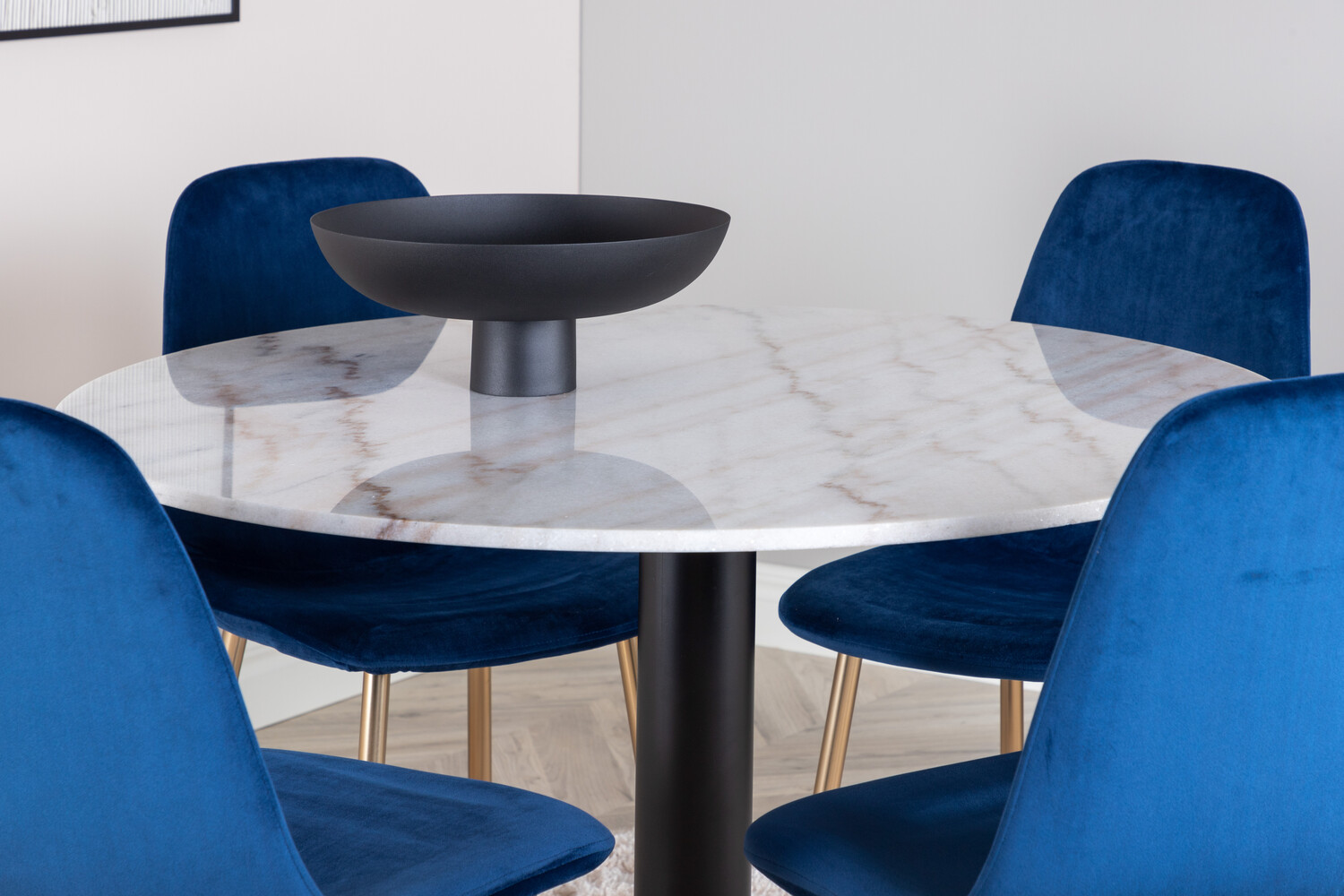 Blagovaonski set Dallas 2628 (Bijeli mramor + Crna)