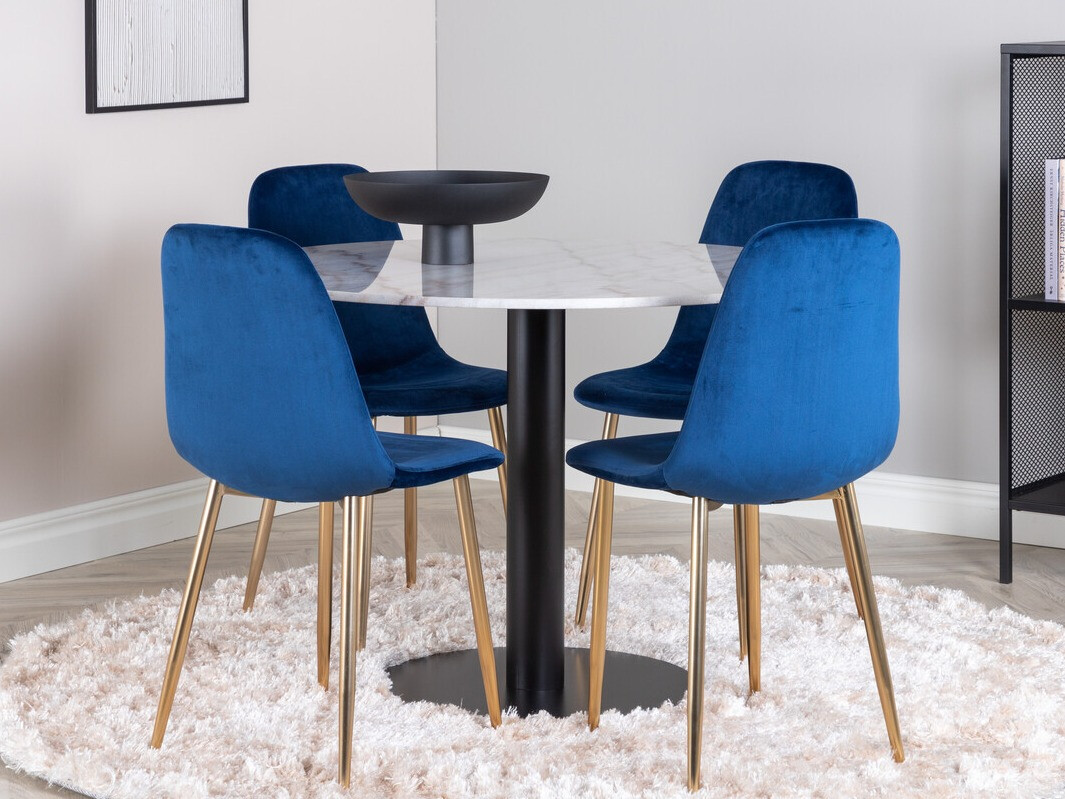 Blagovaonski set Dallas 2628 (Bijeli mramor + Crna)