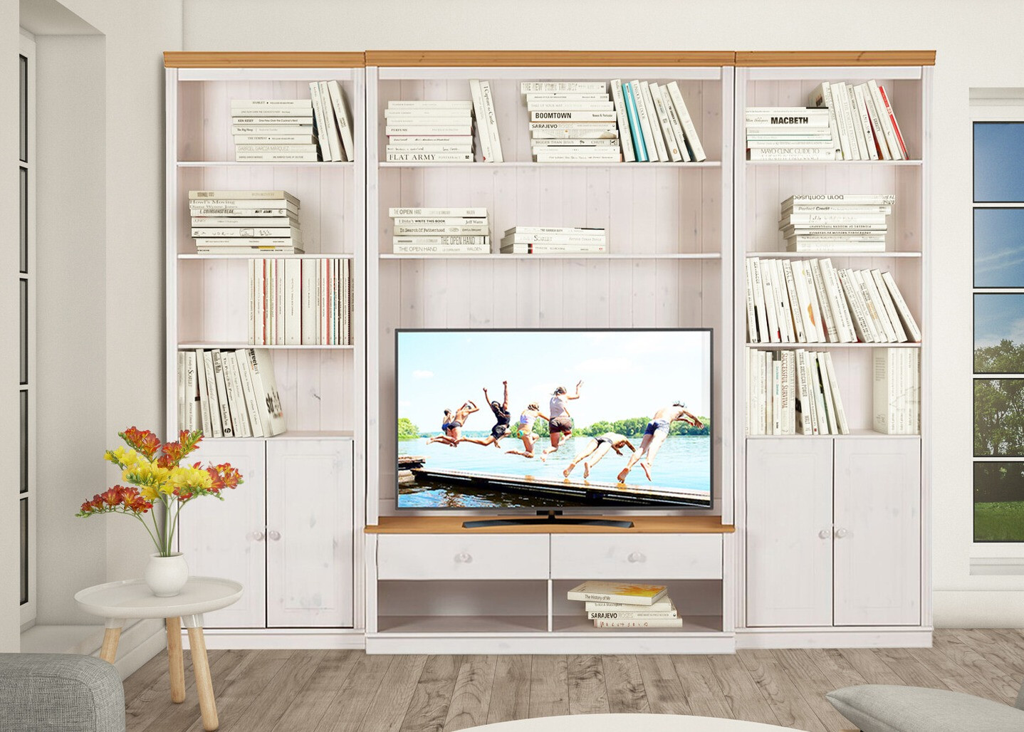 Set za dnevni boravak Saltoro 108 (Bijela + Hrast u boji meda)