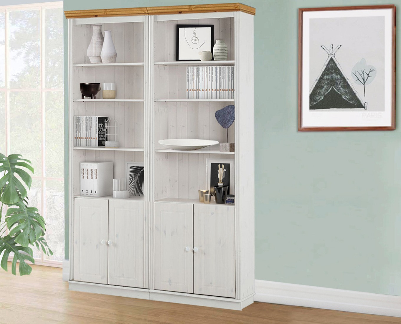 Set polica Saltoro 115 (Bijela + Hrast u boji meda)