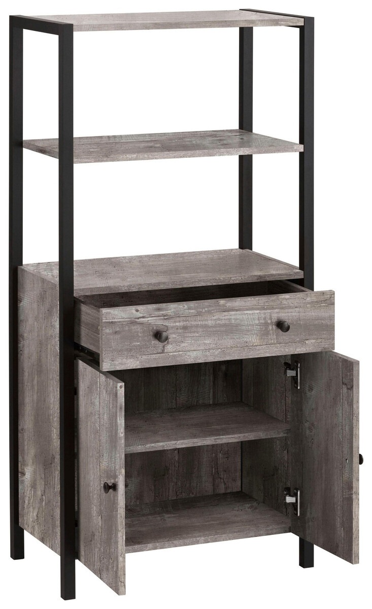 Kupaonski namještaj Larnovo 117 (Sivi hrast + Crna)