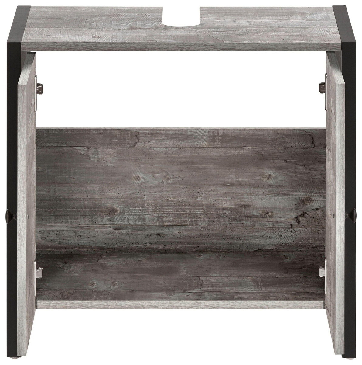 Kupaonski namještaj Larnovo 117 (Sivi hrast + Crna)