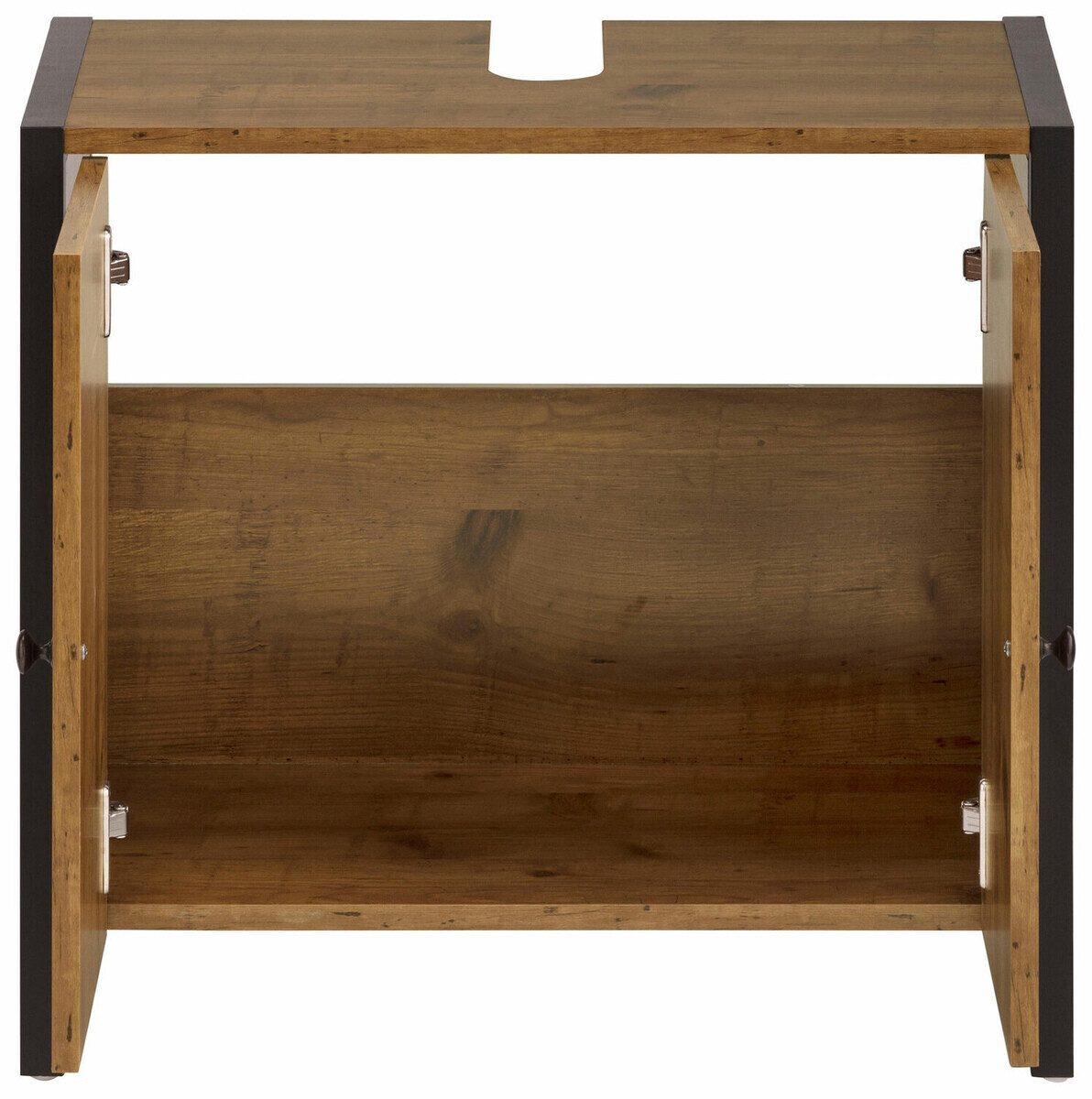 Kupaonski namještaj Larnovo 117 (Tamni hrast + Crna)