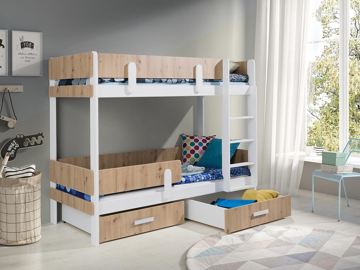 Dvokatan krevet Henderson 144 (Bijela + Artisan hrast)