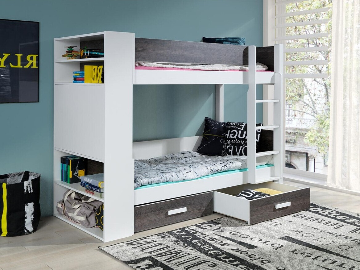 Krevet na kat Henderson 142 (Bijela + Tamna Zebrano)