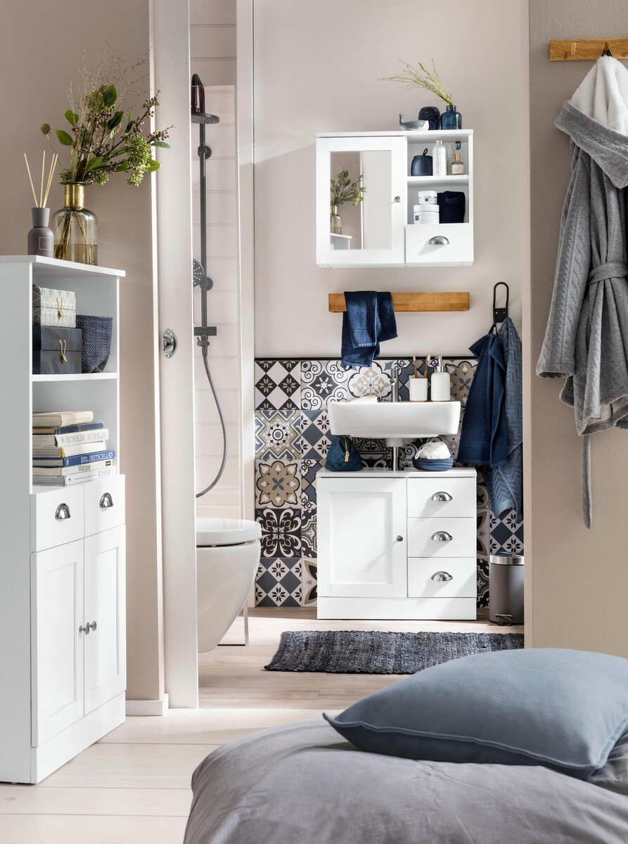 Samostojeći kupaonski ormarić za umivaonik Elmvene 105 (Bijela)