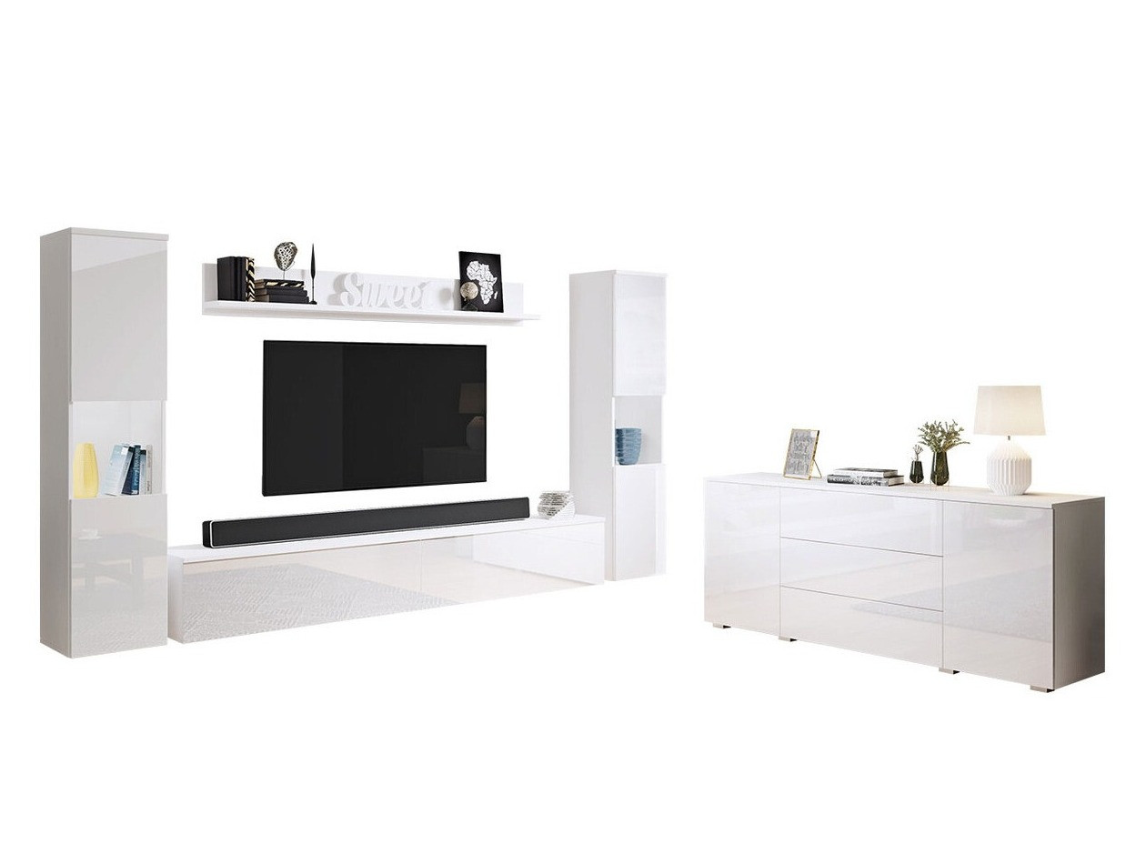 Set za dnevni boravak Sarasota 133 (Bijela + Sjajno bijela)