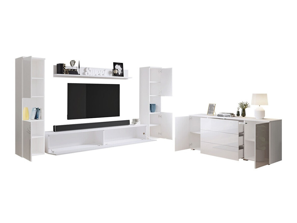 Set za dnevni boravak Sarasota 133 (Hrast Wotan + Sjajno bijela)