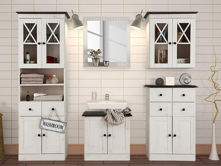 Samostojeći kupaonski ormarić Deletri 100 (Bijela + Havana Hrast)