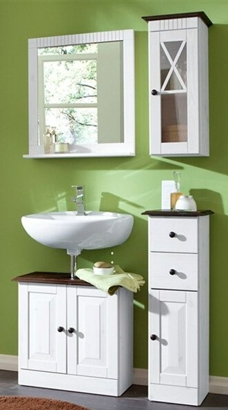 Samostojeći kupaonski ormarić Deletri 110 (Bijela + Havana Hrast)