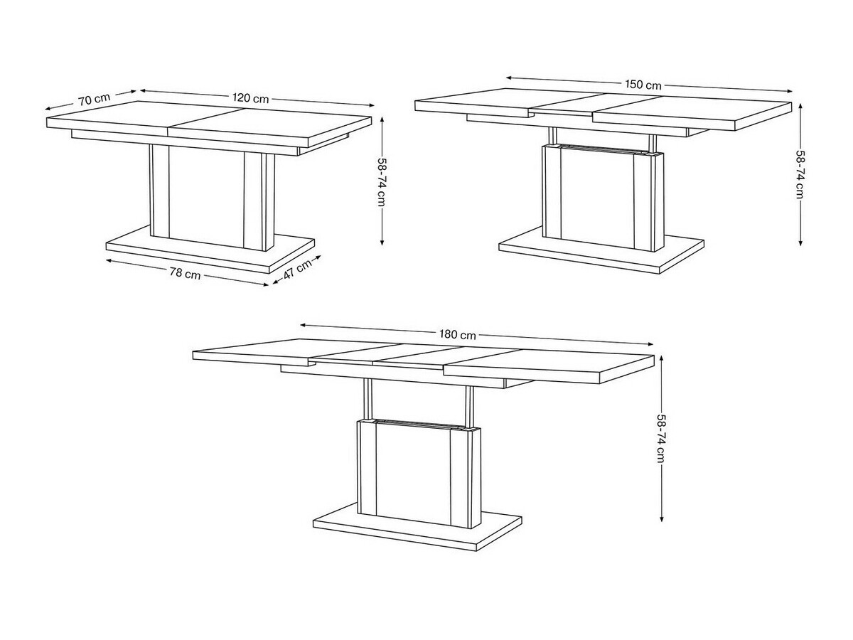 Transformirajući stolić za kavu Glendale 103 (Boja betona + Crna)