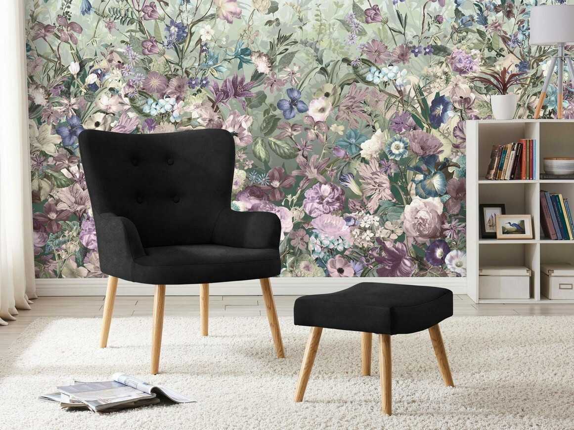 Fotelja Denton 304 (Crna + Svijetlo drvo)