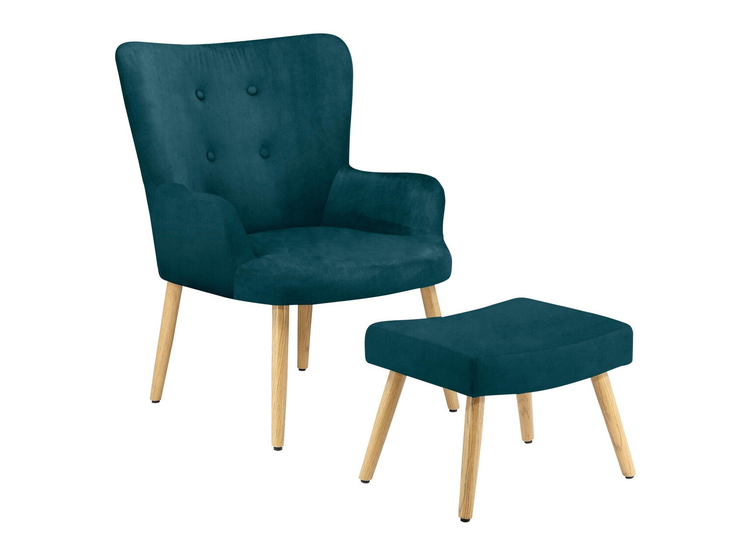 Fotelja Denton 304 (Tirkizna + Svijetlo drvo)