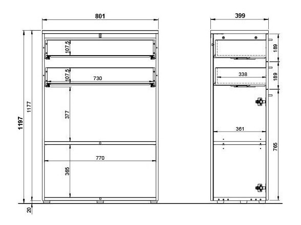 Komoda Eliromo 103 (Svijetlo siva)