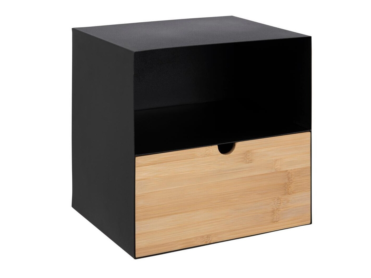 Noćni ormarić Norsica 375 (Crna + Svijetlo drvo)