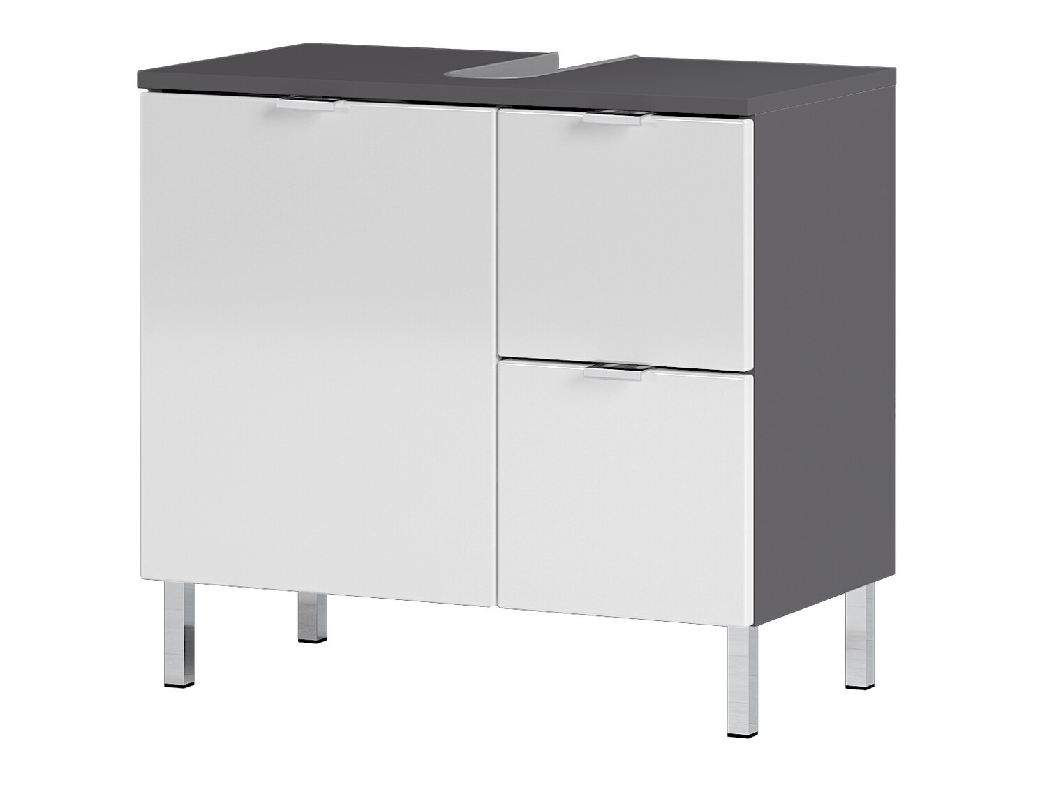 Samostojeći kupaonski ormarić za umivaonik Lomcamo 100 (Sjajno bijela+ Grafit)