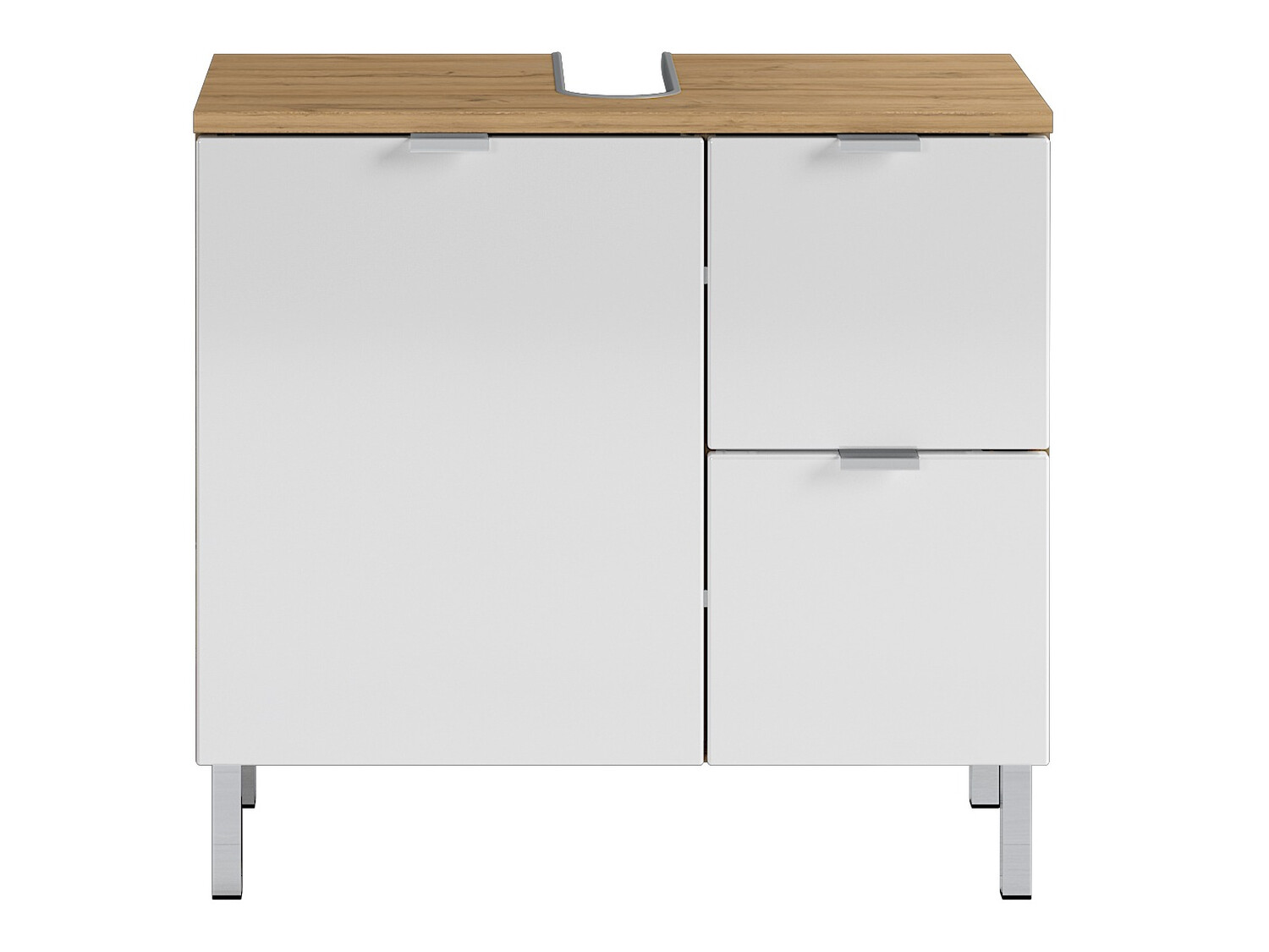 Samostojeći kupaonski ormarić za umivaonik Lomcamo 100 (Sjajno bijela + Hrast Grandson)