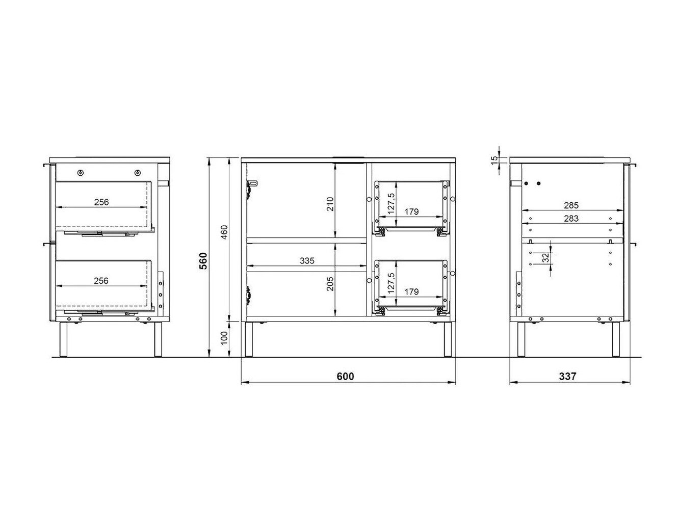 Samostojeći kupaonski ormarić za umivaonik Lomcamo 100 (Sjajno bijela + Hrast Grandson)