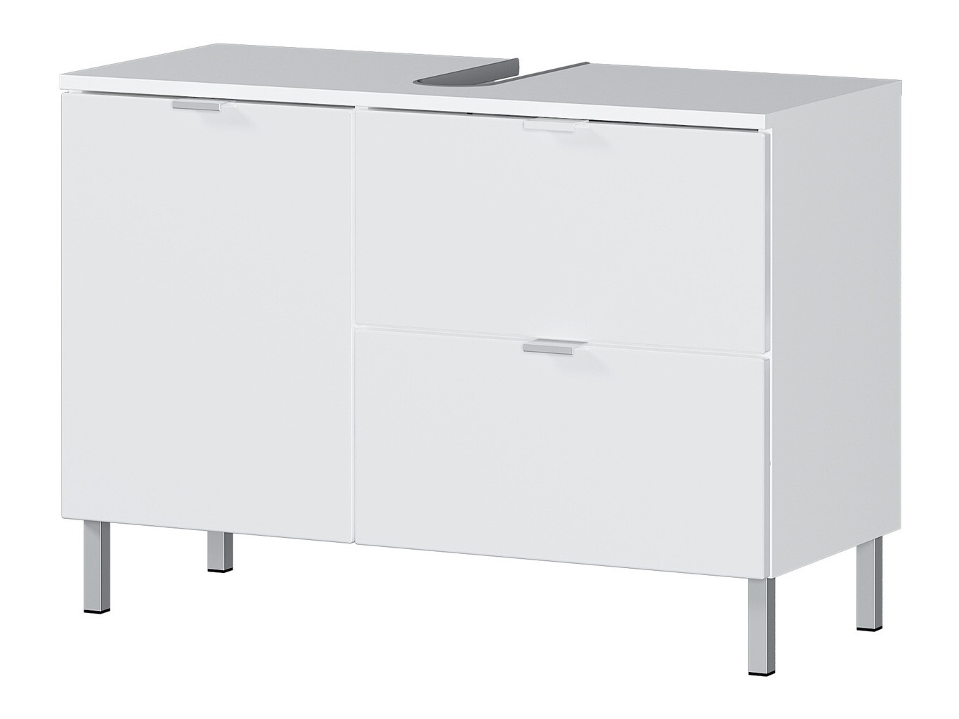 Samostojeći kupaonski ormarić za umivaonik Lomcamo 101 (Bijela + Sjajno bijela)