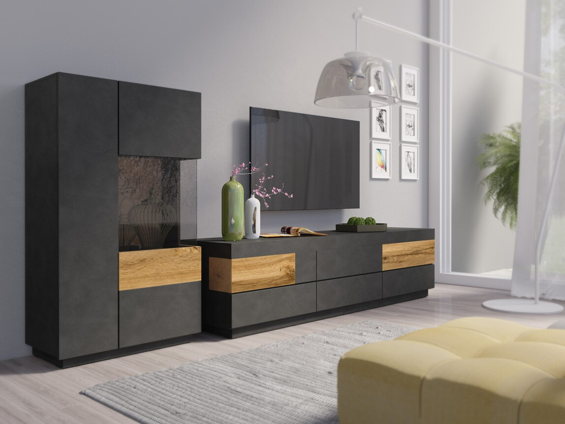 Set za dnevni boravak Livlore 109 (Siva Matera + Hrast Wotan)