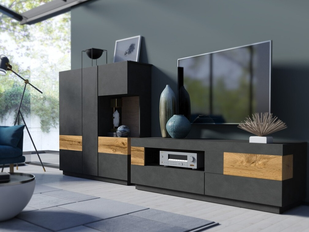 Set za dnevni boravak Livlore 110 (Siva Matera + Hrast Wotan)